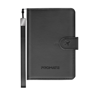 Promate Anti-Loss Slim Leather Passport Holder with RFID Protection &amp; Smart Tracking