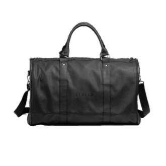 Levelo Allin Style Saffiano Leather Travel Duffle Bag - Black