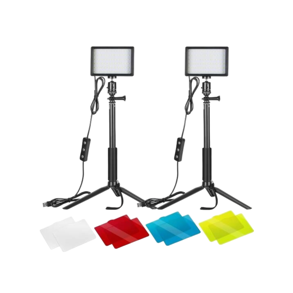 Neewer 2 Packs Dimmable 5600K USB LED Video Light with Adjustable Tripod Stand
