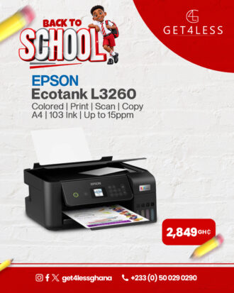 Epson Ecotank L3260-Colored Print Scan Copy A4 003 Ink Up to 15ppm Black