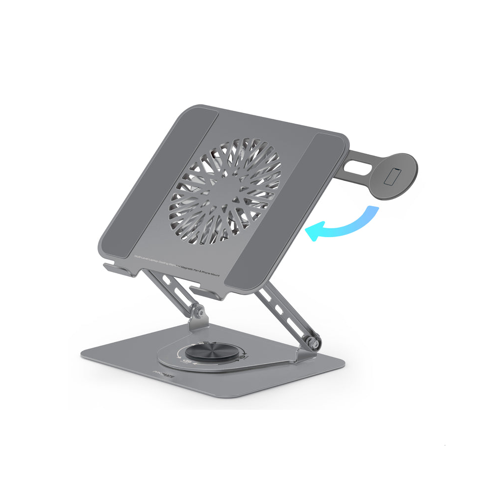 Promate Multi-Level Laptop Cooling Stand w/ Magnetic Fan and Phone Mount