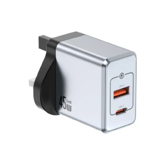 Green Lion GaN Premium UK Plug Wall Charger 45W - Gray