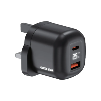 Green Lion Q-Series UK Plug USB-C and USB-A - Black