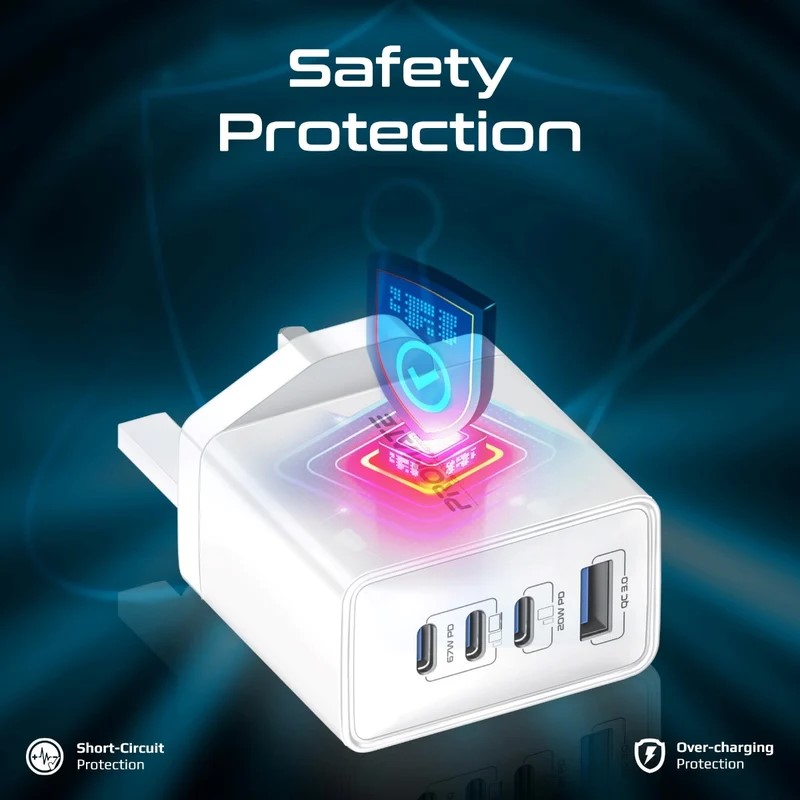 Promate 67W Power Delivery GaNFast Charger with Quick Charge 3.0 White - Image 5