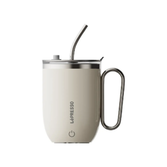LePresso Sip Spin Auto Stirring 420ml Mug - White