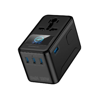 Powerology VoltVoya Travel Adapter With PD 100W TFT Display Type-C X4 - Black