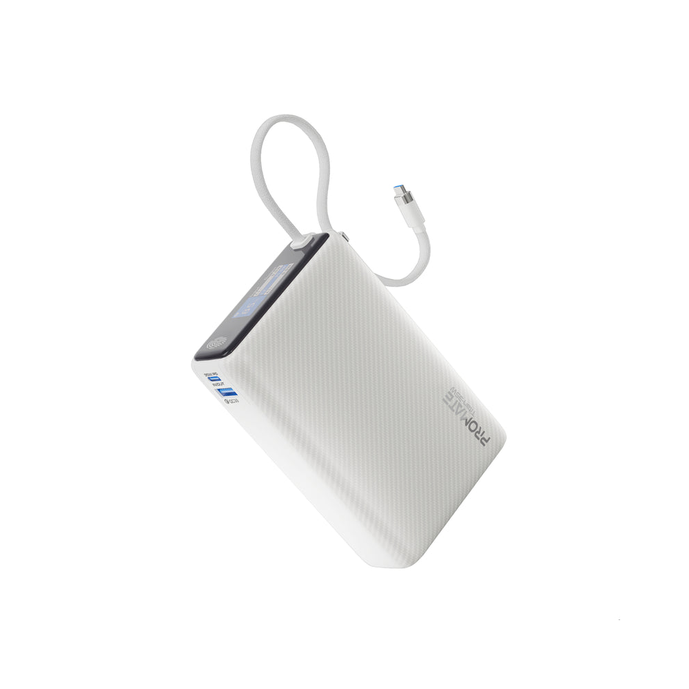 Promate 35W SuperSpeed Power Bank with Built-in USB-C Cable and TFT Screen