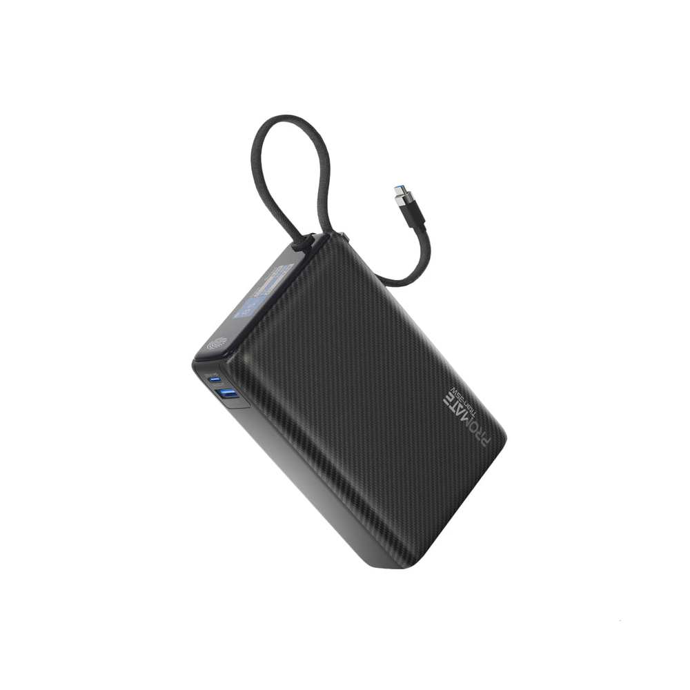 Promate 35W SuperSpeed Power Bank with Built-in USB-C Cable and TFT Screen