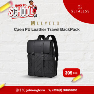 Levelo Caen PU Leather Travel BackPack - Black