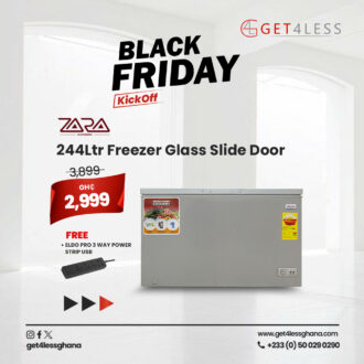 Zara Freezer 244 Ltrs Glass Slide Door lock Light Silver
