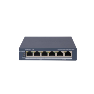 Hikvision 4 Port Gigabit Smart POE Switch-4×Gigabit PoE port1×Gigabit RJ45 port 1×Gigabit Fiber Opti