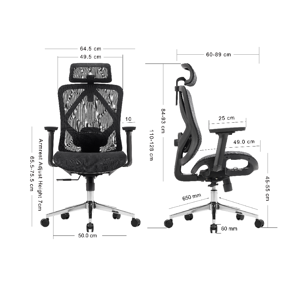 Eldo Mesh and Plastic Frame 3D Adjustable armrest Function Mechanis - Image 6