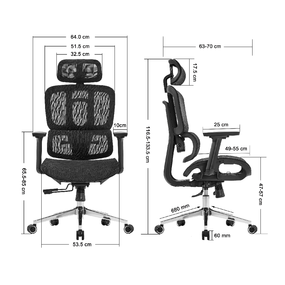 Eldo Mesh and Plastic Frame 3D Adjustable Armrest Function Mechanism - Image 7