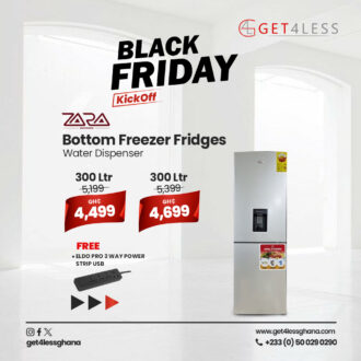 Zara Fridge Bottom Freezer 300Ltrs Water Dispenser Dark Silver