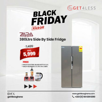 Zara Fridge Side By Side 380 Litres Net Silver