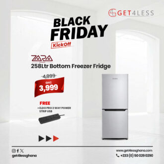 Zara Fridge Bottom Freezer 258Ltr Lock Ligh Dark Silver with free Kettle